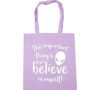 Hippowarehouse The Important Thing Is That I Believe In Myself Alien Tote Shopping Gym Beach Bag 42cm x38cm, 10 litres