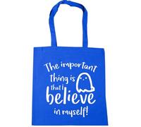 Hippowarehouse The Important Thing Is That I Believe In Myself Ghost Tote Shopping Gym Beach Bag 42cm x38cm, 10 litres