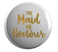 Hippowarehouse The maid of honour- gold glitter Badge Various Sizes 38mm 50mm 75mm