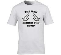 Hippowarehouse The Man Behind The Bump Unisex Short Sleeve t-Shirt (Specific Size Guide in Description) White
