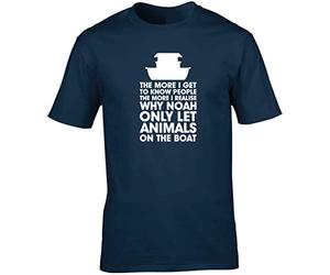Hippowarehouse The More I get to Know People the More I Realise why noah only let Animals on the Boat Unisex Short Sleeve t-Shirt (Specific Size Guide in Description) Navy Blue