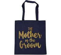 Hippowarehouse The mother of the groom - gold glitter Tote Shopping Gym Beach Bag 42cm x38cm, 10 litres