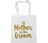 Hippowarehouse The mother of the groom - gold glitter Tote Shopping Gym Beach Bag 42cm x38cm, 10 litres