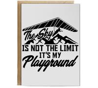 Hippowarehouse The Sky Is Not The Limit It's My Playground Hang Gliding Personalised Card A6 with envelope for him for her Funny Cards for Men and Women Blank inside option