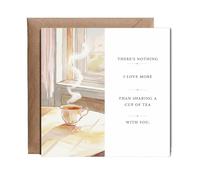 Hippowarehouse Theres Nothing I Love More Than Tea With You Romantic Anniversary Card Personalised Card. 15cm x 15cm with envelope for him for her Funny Cards for Men and Women Blank inside option