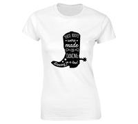 Hippowarehouse These Boots were Made for Dancing, Dancing in A Line! Cowboy Boot Silhouette Womens Fitted Short Sleeve t-Shirt (Specific Size Guide in Description) White