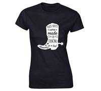Hippowarehouse These Boots were Made for Dancing, Dancing in A Line! Cowboy Boot Silhouette Womens Fitted Short Sleeve t-Shirt (Specific Size Guide in Description) Black