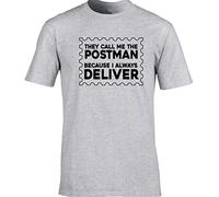 Hippowarehouse They Call me The Postman Cause I Always Deliver Unisex Short Sleeve t-Shirt (Specific Size Guide in Description) Grey