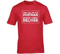 Hippowarehouse They Call me The Postman Cause I Always Deliver Unisex Short Sleeve t-Shirt (Specific Size Guide in Description) Red