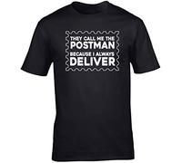 Hippowarehouse They Call me The Postman Cause I Always Deliver Unisex Short Sleeve t-Shirt (Specific Size Guide in Description) Black