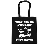 Hippowarehouse They see me rollin' they hatin' mobility scooter Tote Shopping Gym Beach Bag 42cm x38cm, 10 litres