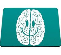 Hippowarehouse Think Happy Thoughts Brain printed mouse mat pad accessory black rubber base 240mm x 190mm x 60mm
