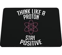 Hippowarehouse Think like a proton stay positive printed mouse mat pad accessory black rubber base 240mm x 190mm x 60mm
