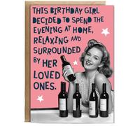 Hippowarehouse This birthday girl decided to spend the evening at home relaxing and surrounded by her loved ones Personalised Card A6 with envelope for him for her Funny Cards for Men and Women Blank