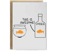 Hippowarehouse This is awesome! - Goldfish vodka Birthday Card A5 Personalised with envelope for him for her Funny Cards for Men and Women Blank inside option