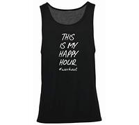 Hippowarehouse This is My Happy Hour #Workout Vest Scoop Sleeve Unisex Tank top Black