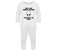 Hippowarehouse This is My Human Costume I'm Really an Alien Baby Romper All in one Piece Unisex White