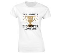 Hippowarehouse This is What a Top Class Big Sister Looks Like Womens Fitted Short Sleeve t-Shirt (Specific Size Guide in Description) White
