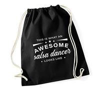 Hippowarehouse This is what an awesome salsa dancer looks like Drawstring Cotton School Gym Bag 37cm x 46cm, 12 litres