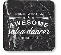 Hippowarehouse This is what an awesome salsa dancer looks like printed coaster gloss finish durable backing 9cm x 9cm 2 pack