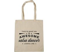 Hippowarehouse This is what an awesome salsa dancer looks like Tote Shopping Gym Beach Bag 42cm x38cm, 10 litres