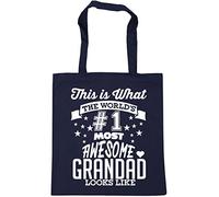 Hippowarehouse This is what the world's number 1 most awesome grandad looks like Tote Shopping Gym Beach Bag 42cm x38cm, 10 litres