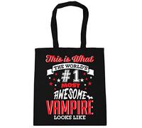 Hippowarehouse This is what the world's number 1 most awesome vampire looks like Tote Shopping Gym Beach Bag 42cm x38cm, 10 litres