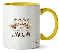 Hippowarehouse This Mug Belongs to World's Best Mum Printed Mug Various Colour Options Ceramic Cup Kitchenware 11oz