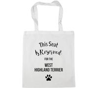 Hippowarehouse This Seat Is Reserved For The West Highland Terrier Tote Shopping Gym Beach Bag 42cm x38cm, 10 litres