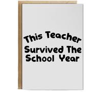 Hippowarehouse This Teacher Survived The School Year Personalised Card A6 with envelope for him for her Funny Cards for Men and Women Blank inside option