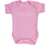 Hippowarehouse Though She Be But Little She is Fierce Baby Vest Bodysuit (Short Sleeve) Boys Girls Light Pink