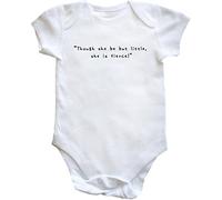 Hippowarehouse Though She Be But Little She is Fierce Baby Vest Bodysuit (Short Sleeve) Boys Girls White