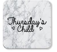Hippowarehouse Thursday's Child printed coaster gloss finish durable backing 9cm x 9cm 2 pack