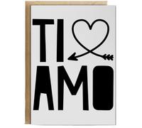 Hippowarehouse Ti Amo (I Love You) Birthday Card A5 Personalised with envelope for him for her Funny Cards for Men and Women Blank inside option