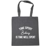 Hippowarehouse Time Spent Baking Is Time Well Spent Tote Shopping Gym Beach Bag 42cm x38cm, 10 litres