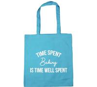 Hippowarehouse Time Spent Baking Is Time Well Spent Tote Shopping Gym Beach Bag 42cm x38cm, 10 litres