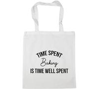 Hippowarehouse Time Spent Baking Is Time Well Spent Tote Shopping Gym Beach Bag 42cm x38cm, 10 litres