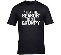 Hippowarehouse Tis The Season to be Grumpy Unisex Short Sleeve t-Shirt (Specific Size Guide in Description) Black