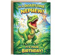 Hippowarehouse To a roarsome nephew, it's your birthday Personalised Card A6 with envelope for him for her Funny Cards for Men and Women Blank inside option