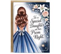 Hippowarehouse to a special daughter on her prom night blue and silver Personalised Card A6 with envelope for him for her Funny Cards for Men and Women Blank inside option