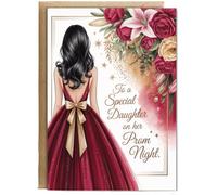 Hippowarehouse to a special daughter on her prom night red and gold Personalised Card A5 with envelope for him for her Funny Cards for Men and Women Blank inside option