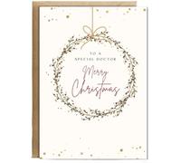 Hippowarehouse To a special Doctor merry Christmas wreath fake glitter effect Personalised Card A6 with envelope for him for her Funny Cards for Men and Women Blank inside option