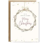 Hippowarehouse To a special ward merry Christmas wreath fake glitter effect Personalised Card A5 with envelope for him for her Funny Cards for Men and Women Blank inside option