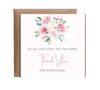 Hippowarehouse To all the staff on the ward, thank you flowers Personalised Card. 15cm x 15cm with envelope for him for her Funny Cards for Men and Women Blank inside option