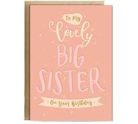 Hippowarehouse to my lovely big sister, on your birthday Personalised Card A6 with envelope for him for her Funny Cards for Men and Women Blank inside option