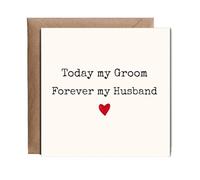 Hippowarehouse Today my Groom, forever my Husband Personalised Card. 15cm x 15cm with envelope for him for her Funny Cards for Men and Women Blank inside option