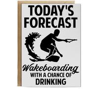 Hippowarehouse Today's Forecast Wakeboarding With A Chance Of Drinking Birthday Card A5 Personalised with envelope for him for her Funny Cards for Men and Women Blank inside option