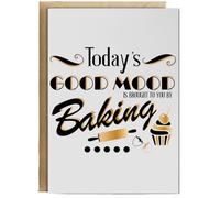 Hippowarehouse Today's Good Mood Is Bought To You By Baking Personalised Card A6 with envelope for him for her Funny Cards for Men and Women Blank inside option