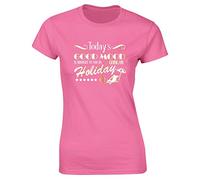 Hippowarehouse Today's Good Mood is Brought to You by Going On Holiday Womens Fitted Short Sleeve t-Shirt Pink