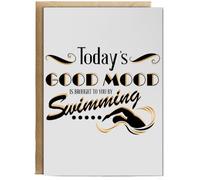 Hippowarehouse Today's Good Mood Is Brought To You By Swimming Personalised Card A6 with envelope for him for her Funny Cards for Men and Women Blank inside option